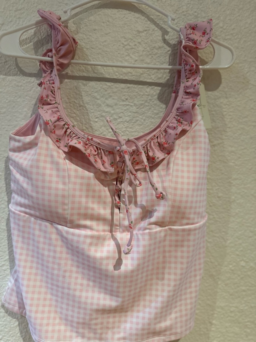 Pink Gingham Ruffle Tank Top - Picture 3 of 7